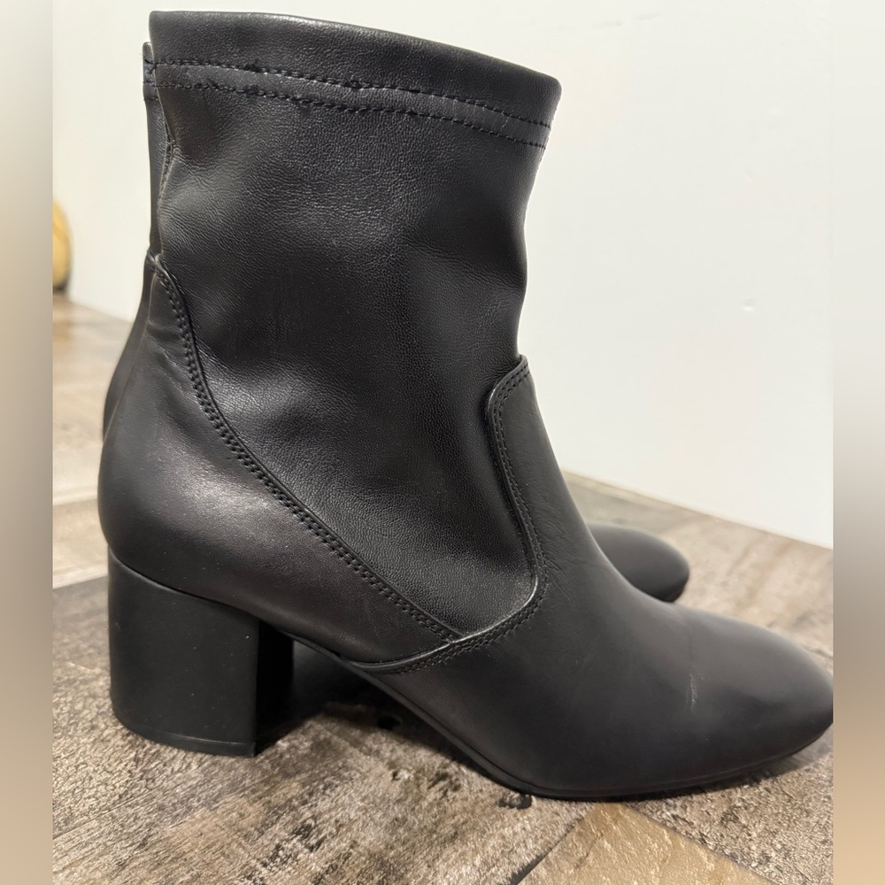 Lamica Black Leather Ankle‎ Boots Block Heel Made in Italy EU 40
